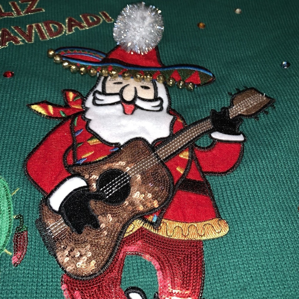Holiday Time Feliz Navidad Christmas Ugly Sweater Women's XL(16-18) Multicolors - Picture 3 of 8